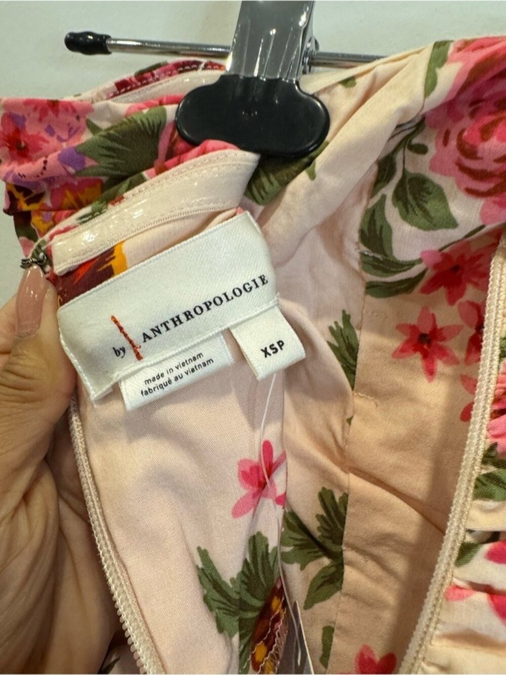 Anthropologie Floral Strapless Ruched Dress Pink XS 0747 - Picture 7 of 10